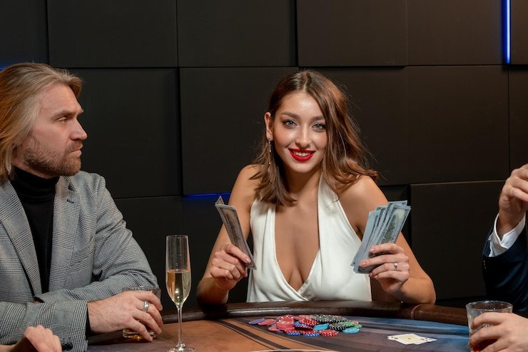Live dealer studio setup with blackjack, roulette, and baccarat tables in HD broadcast